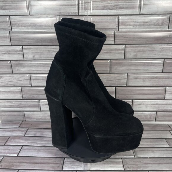 Stuart Weitzman Women's Black Suede Skyhigh 145 Stuart Platform Boots Size 7-NEW - Picture 1 of 9